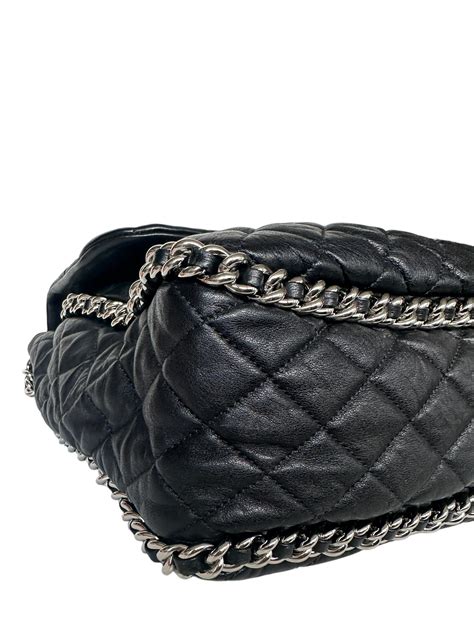 chanel chain around maxi black|CHANEL Washed Lambskin Quilted Maxi Chain Around Flap .